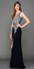 Main image of V-Neck Mesh Bejeweled Bodice Long Prom Pageant Dress